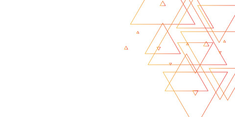 Simple clean red orange triangle abstract tech background on white background for wide banner