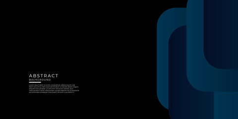 Blue black abstract presentation background with overlap geometric rounded square banner