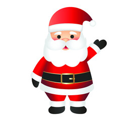 Santa Claus cartoon illustration isolated on white background. Santa Claus character waving and greeting.