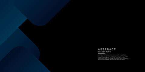 Trendy composition presentation design of blue technical shapes on black background. Dark metallic perforated texture design. Technology illustration. Vector header banner