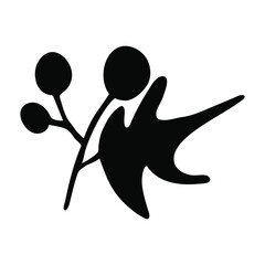 Single element. Holly. Berries and leaves. Hand-drawn. Doodle, sketch, icon. Vector illustration for greeting cards, print, banners and seasonal designs. On a white background.