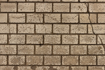 A wall of dirty, moldy, scratched white brick.