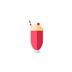 Illustration of Milkshake Flat Icon - Fast Food, Icon Set Vector Illustration Design.