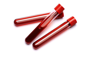 Test tube with red plug isolated on white background