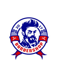 Barbershop victorian gentleman label logo template