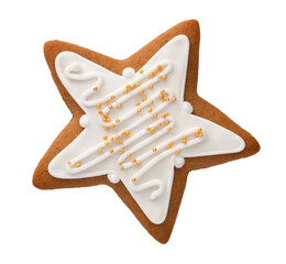 Gingerbread Star Cookie Isolated Over White Background