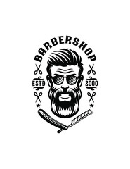 Barbershop label illustration