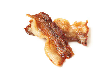Tasty fried bacon isolated on white background