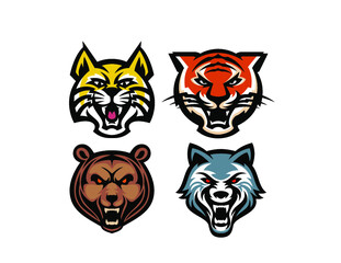Fototapeta na wymiar Set logo head wildlife template