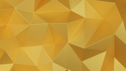 Gold triangle low polygon. Golden geometric triangular polygonal. Abstract mosaic background. 3D Rendering illustration.