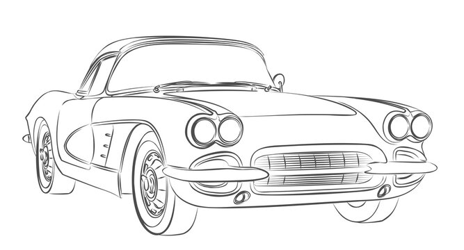 The Sketch of retro car. 