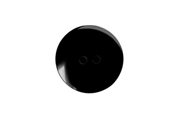 Black button isolated on white background, close up