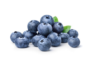 Pile of Blueberries fruits isolated on white background