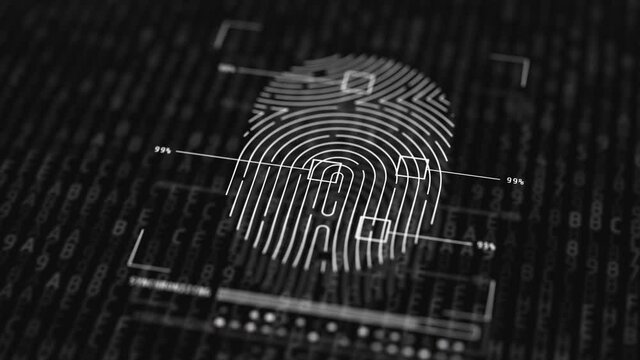 Rotate Biometric scanner analyzes in finger print anonymous human