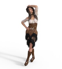 3D Render female steampunk 