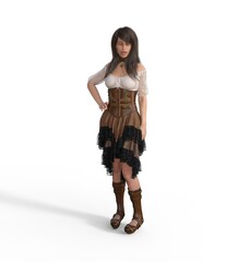3D Render female steampunk 