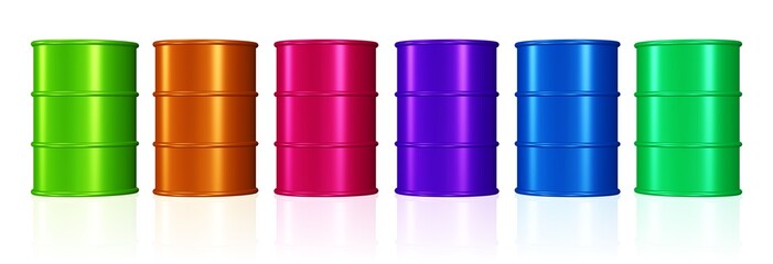 eine Reihe bunter Ölfässer