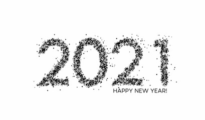 Happy New Year 2021 Particle Text Typography Design Banner Poster, Vector illustration.