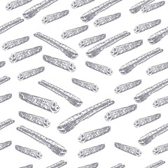 Cinnamon stick tied bunch. Vector drawing. Hand drawn sketch. Seasonal food illustration isolated on white. Engraved style spice and flavor. Cooking and mulled wine ingredient.