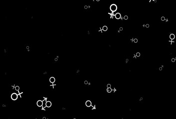 Dark silver, gray vector backdrop with gender signs.