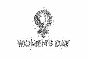 8 march Happy Women's Day Stylish Particle Typography Text. Vector Illustration