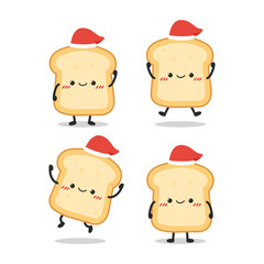 Bread character design. Bread cartoon vector. Santa hat vector
