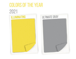 2021 color trends fabric sample. ultimate gray and illuminating yellow fabric textile sample Vector illustration