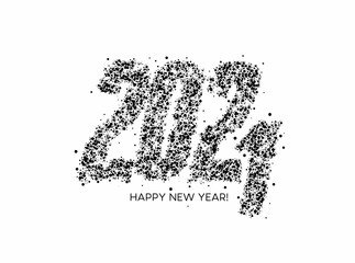 Happy New Year 2021 Particle Text Typography Design Banner Poster, Vector illustration.