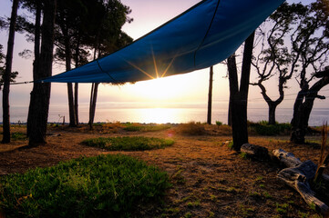 Sunrise in Costa verde coast. Corsica island