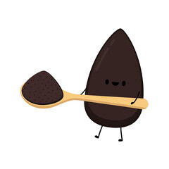 Black sesame seed character design. Black sesame seed on white background.