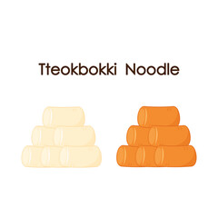 Tteokbokki Noodle vector. korean food. Spicy rice cake. Tteokbokki on Pick vector.