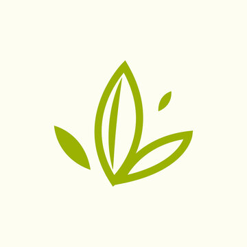 Green tea doodle symbol. Matcha logo design.