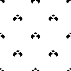 seamless winter pattern with black bear heads with royal crown.