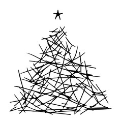 Christmas tree as a symbol of a Happy New Year. Drawn from chaotic lines. Vector illustration.