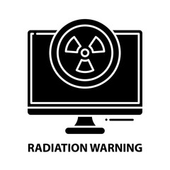 radiation warning icon, black vector sign with editable strokes, concept illustration