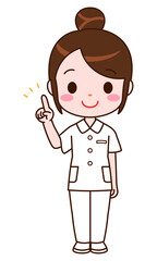 指差しポーズ　看護師さん全身イラスト