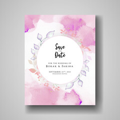 Beautiful wedding invitation with abstract splash watercolor