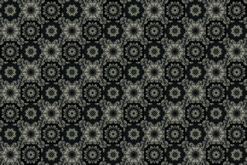 White and gray abstract rounds on black background. Abstract texture and wall decorations