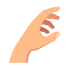 Hand pointer with forefinger index finger color.  Color vector icon on white background.