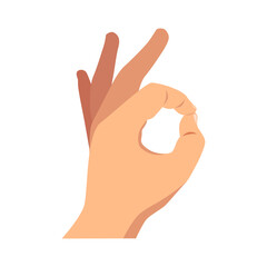 Hand showing symbol okay. Vector color. Sign for web, poster, info graphic.