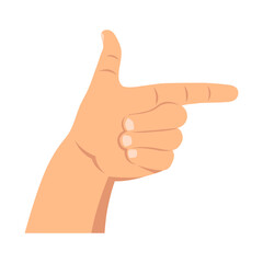 Hand drawn male pointing hand. One finger showing the way. Vector illustration.