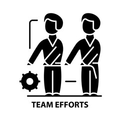 team efforts icon, black vector sign with editable strokes, concept illustration