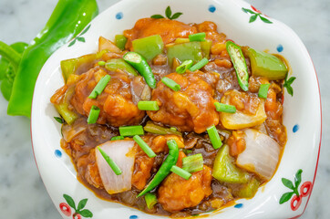 Delicious Cauliflower Manchurian (Gobi Manchurian) in a beautiful bowl