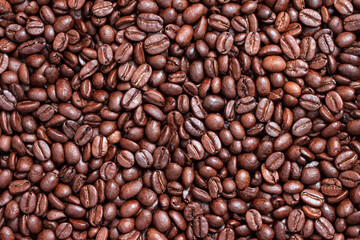 Roasted coffee beans texture.