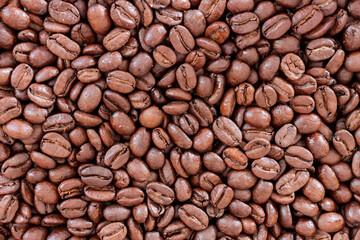 Roasted coffee beans texture.