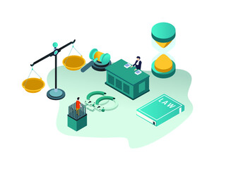 Law and Justice isometric 3d vector concept for banner, website, illustration, landing page, flyer, etc.