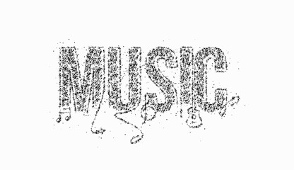 Music Calligraphic line art Particle Text poster vector illustration Design.