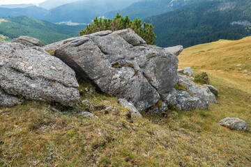 Fototapeta na wymiar View from Bucegi mountains, Romania, Bucegi National Park