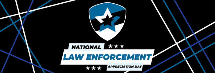 NATIONAL LAW ENFORCEMENT APPRECIATION DAY (L.E.A.D.). January 9. Poster, card, banner, background, T-shirt design.  - obrazy, fototapety, plakaty