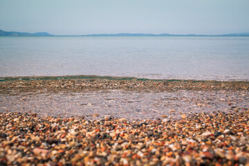 Colorful pebbles on the seaside of Chios Island